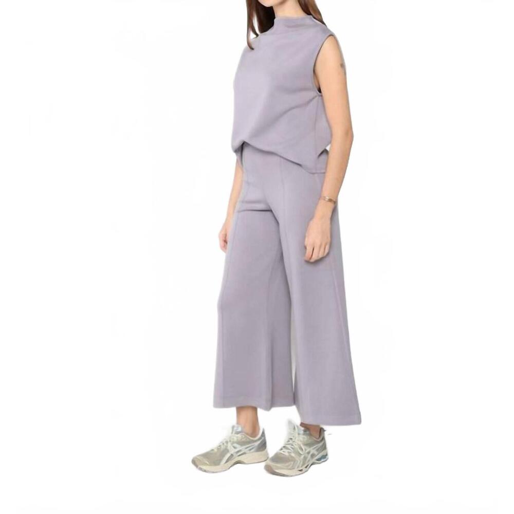 NEW RIPLEY RADER scuba cropped wide leg pants in silver - Picture 2 of 5